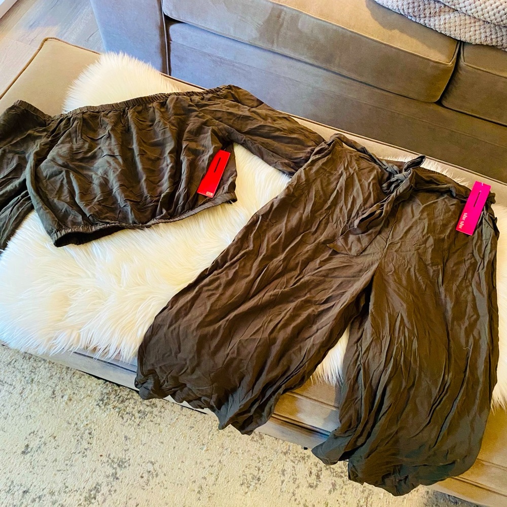 SHOSHO GREEN CROP TOP AND GOUCHO PANT